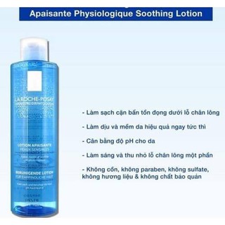 Hàng Pháp - Nước hoa hồng La Roche Posay Lotion Apaisante Physiologique cho da nhạy cảm 200ml