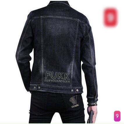 Áo Khoác Jean Cao Cấp  Rin Chất Bò Màu Đen Thêu Hình Họa Tiết M126