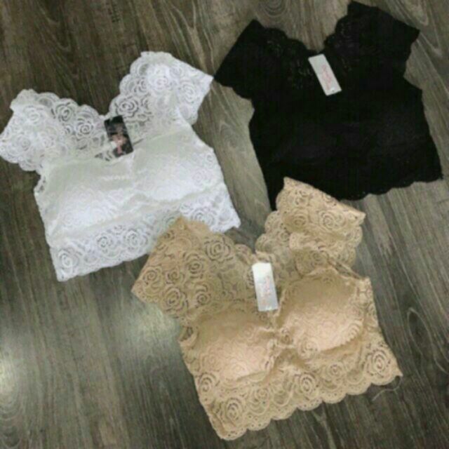 Áo lót nữ - Áo Bra Không Gọng Ren Dây To Bản Dáng Croptop Mặc Đi Biển Đi Chơi BR028