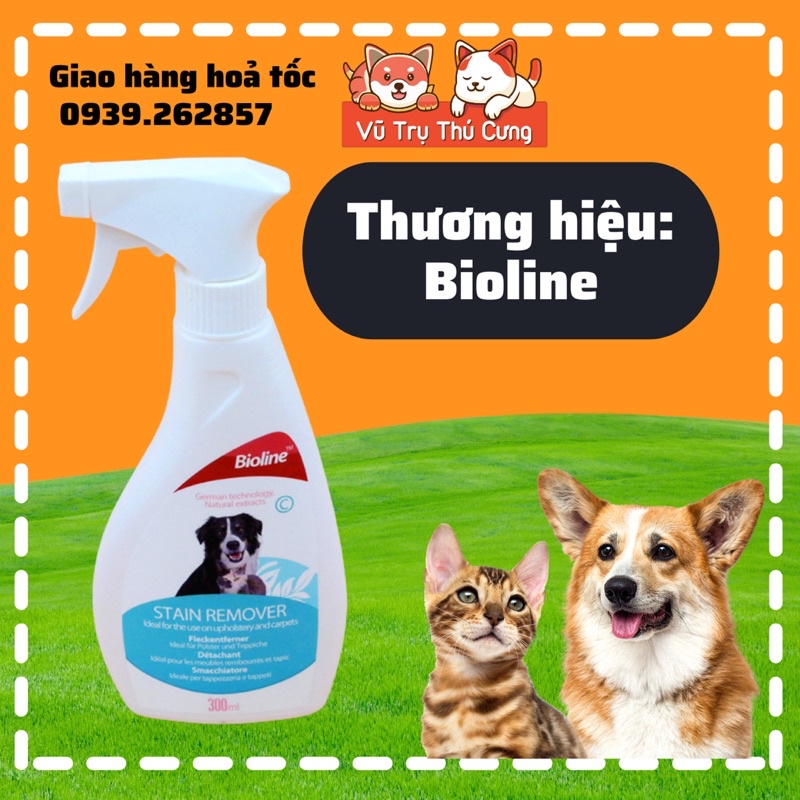 Xịt khử mùi hôi nước tiểu chó mèo, kháng khuẩn Bioline 300ml
