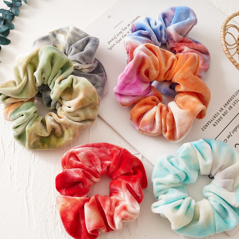 Scrunchie - Dây buộc tóc vải loang nhung sành điệu