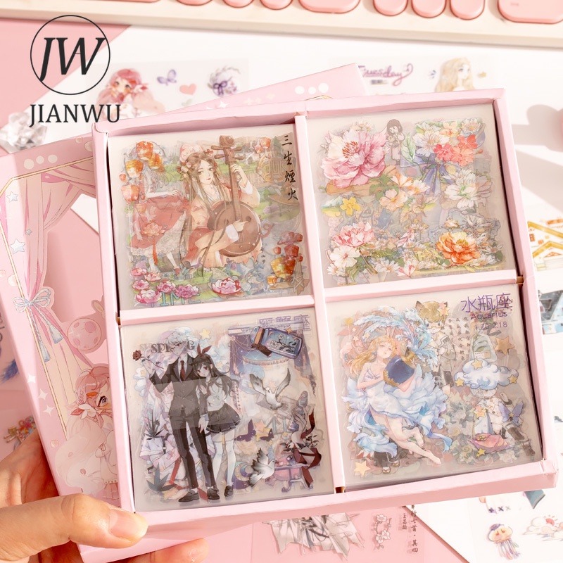 Set 100 Miếng Dán Trang Trí Sổ Tay/Nhật Ký Hình Hoạt Hình DIY
