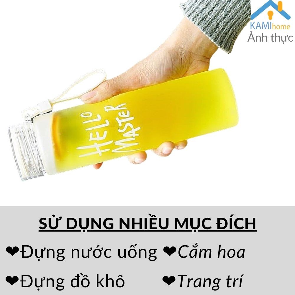 Bình nước thủy tinh nắp xoay chống tràn đựng nước 350ml mã 22030