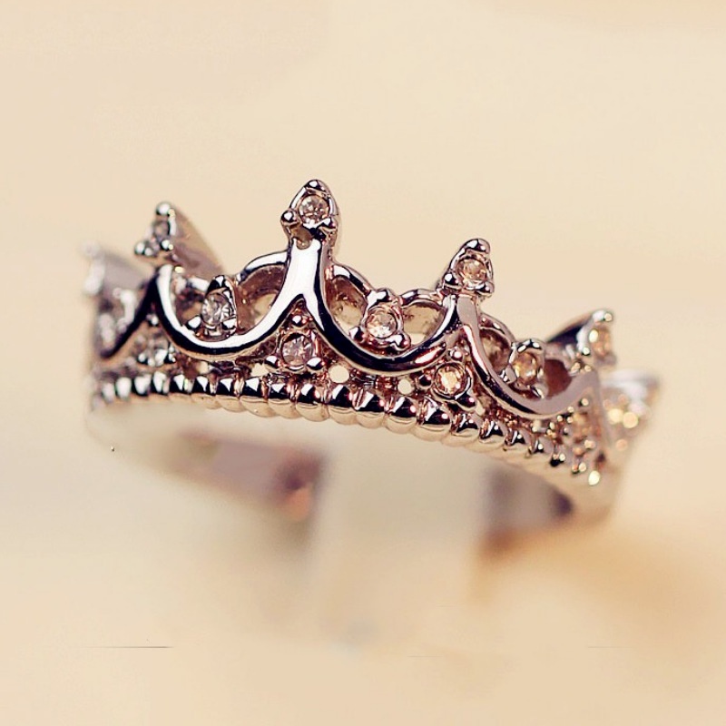 Nhẫn Ahellogirl thời trang Hàn Quốc đính đá zircon hình vương miện