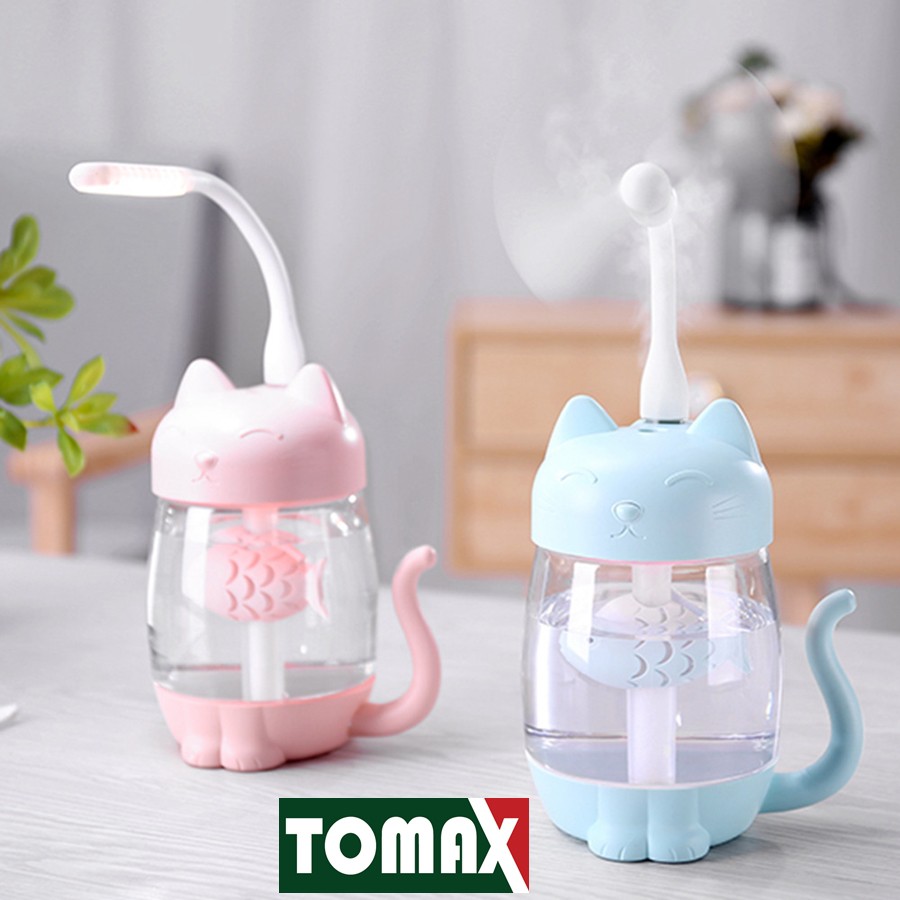 Máy Phun Sương Tạo Ẩm Kết Hợp Đèn Ngủ Mèo Yêu Cá Tiện Lợi [Tomax Shop]