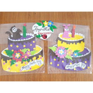 hình dán hình bánh sinh nhật bằng xốp màu