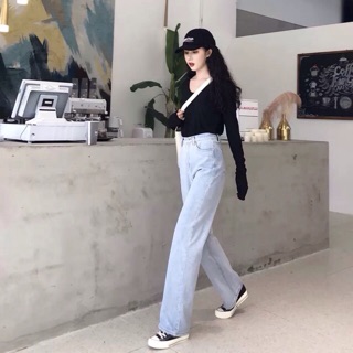 ORDER Quần Jeans ống rộng dáng dài