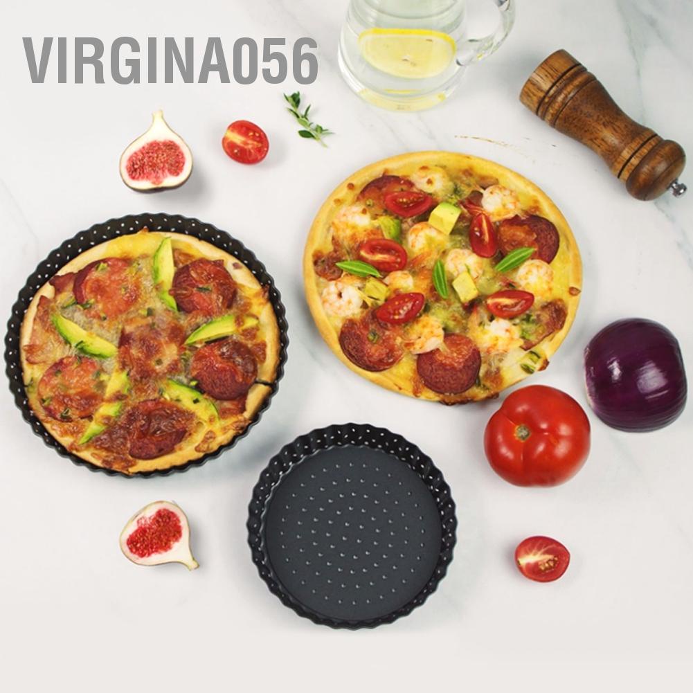 Virgina056 Household Thicken Non-Stick Carbon Steel Pizza Mold Baking Pan Tray Kitchen Tools