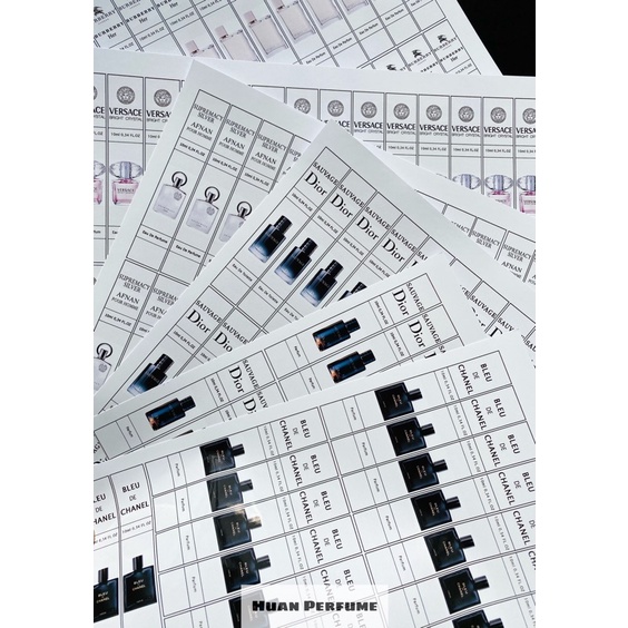 Set 10 tem dán chai chiết nước hoa mẫu thông dụng | Thế Giới Skin Care