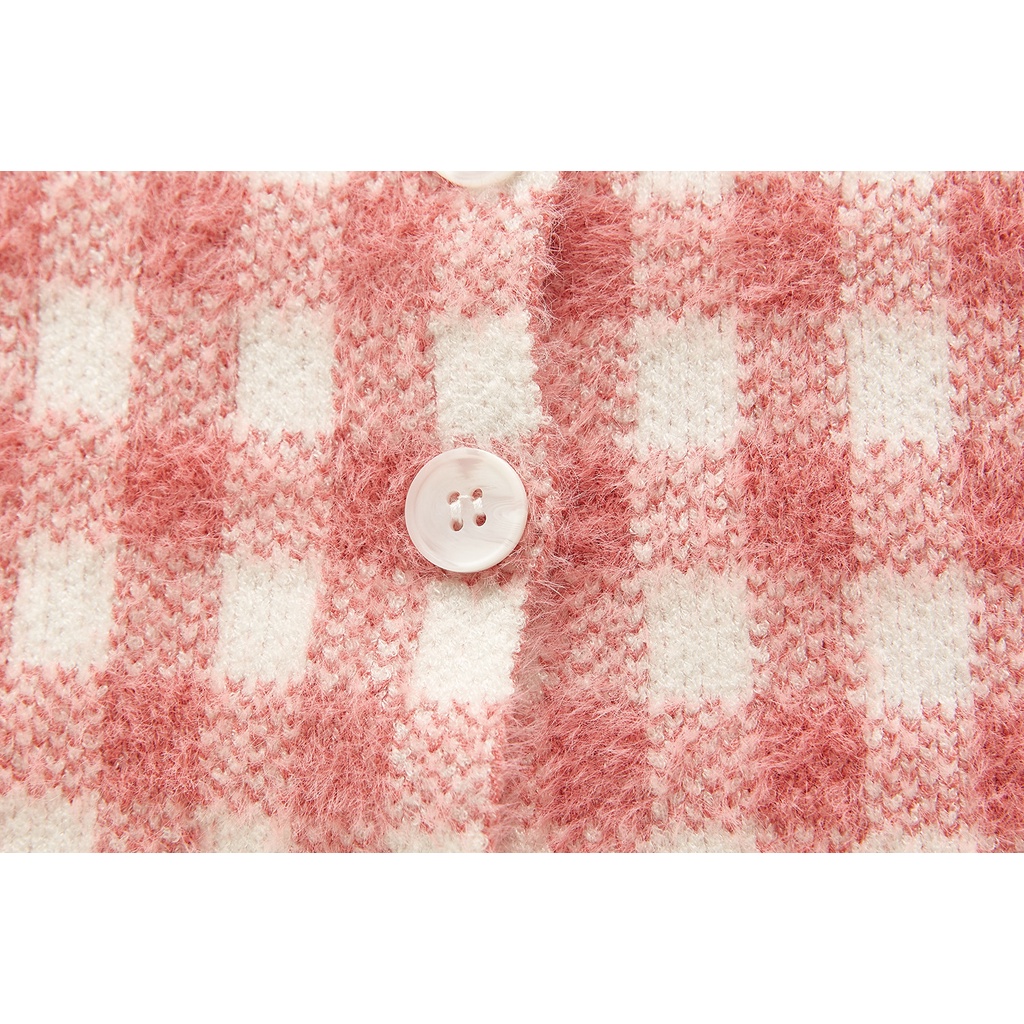 Áo liền quần/Áo cardigan kẻ sọc caro xinh xắn cho bé gái
