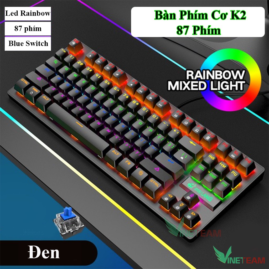 Bàn Phím Cơ Gaming Phím ZIYOULANG K2 87 Phím | Blue Switch Mechanical | Led Rainbow Nhiều Chế Độ