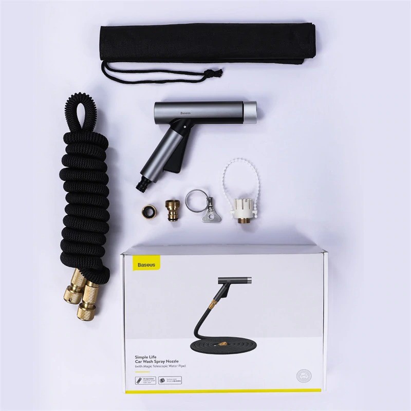 Vòi Rửa Xe, Tưới Cây Tự Động Giãn Nở Bơm Nước 3 Chế Độ Phun Chiều Dài 7.5m, 15m, 30m - Thương Hiệu Baseus