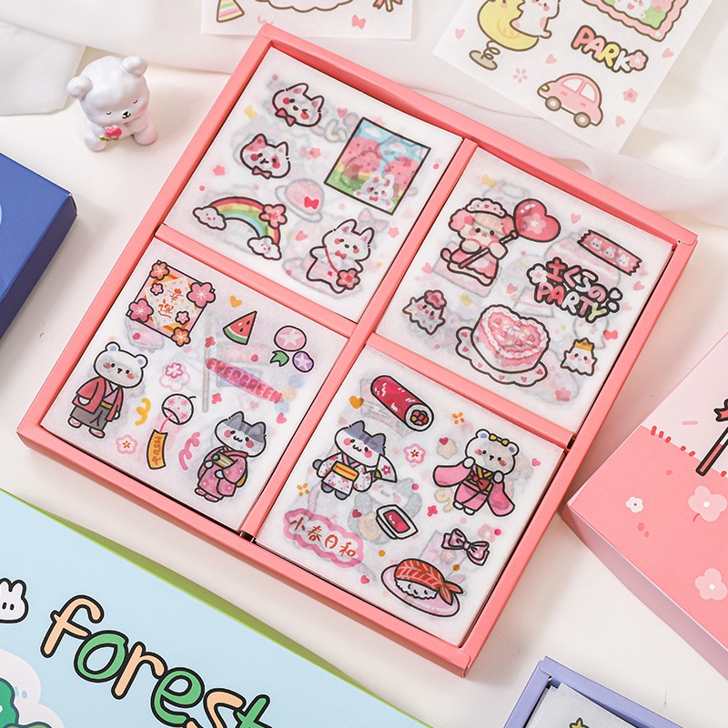 Set 100 tấm sticker họa tiết hoạt hình nhiều màu