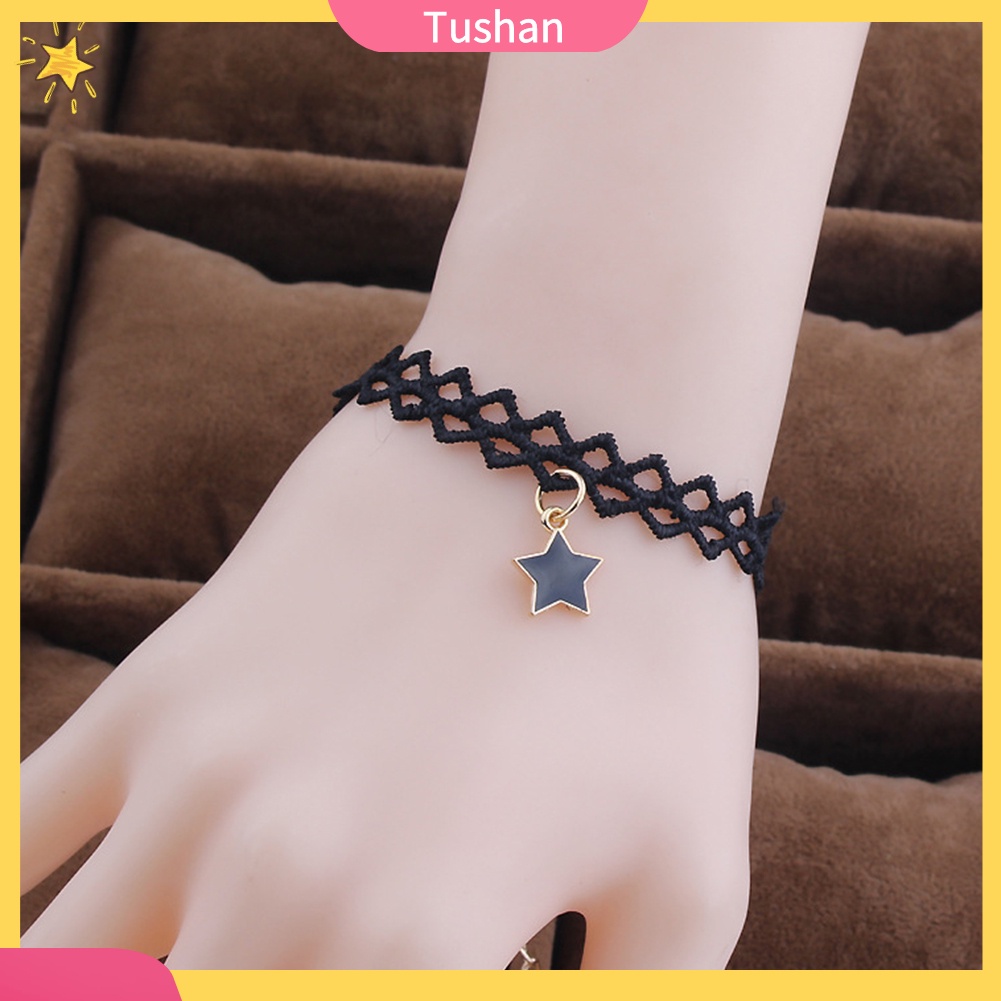 Vòng đeo tay ren đính ngôi sao phong cách cổ điển thanh lịch dành cho nữ