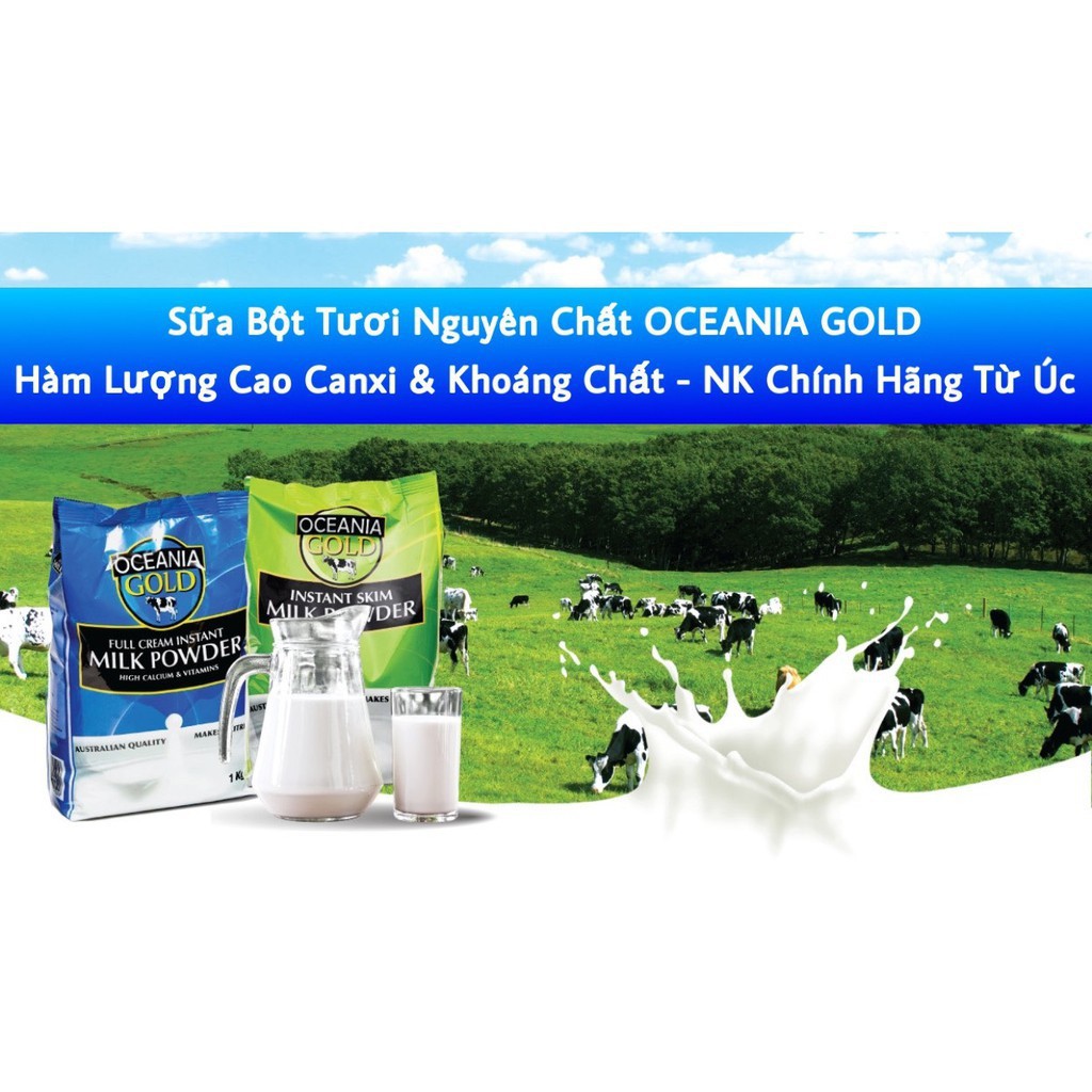 (SỮA ÚC) SỮA BỘT TƯƠI NGUYÊN CHẤT TÁCH BÉO OCEANIA GOLD –HÀM LƯỢNG CAO CANXI &amp; KHOÁNG CHẤT 1KG