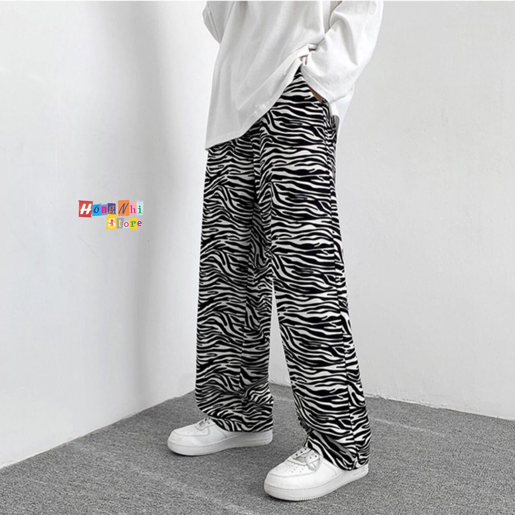 Quần Jogger 3D Ulzzang Unisex Jogger Loang Màu Dây Rút Lai Ống Rộng Báo Đen V2 - MM