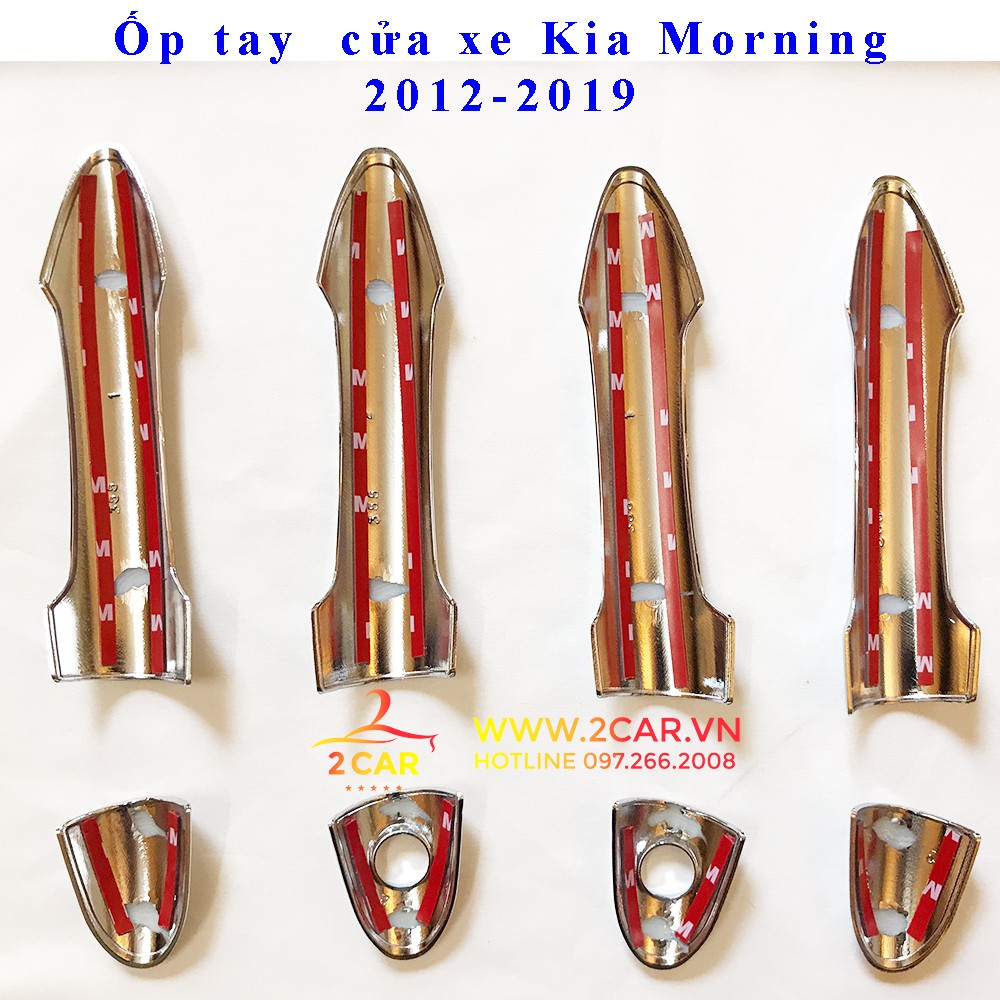 Ốp tay nắm, hõm cửa xe KIA Morning 2019-2020, có chữ Picanto