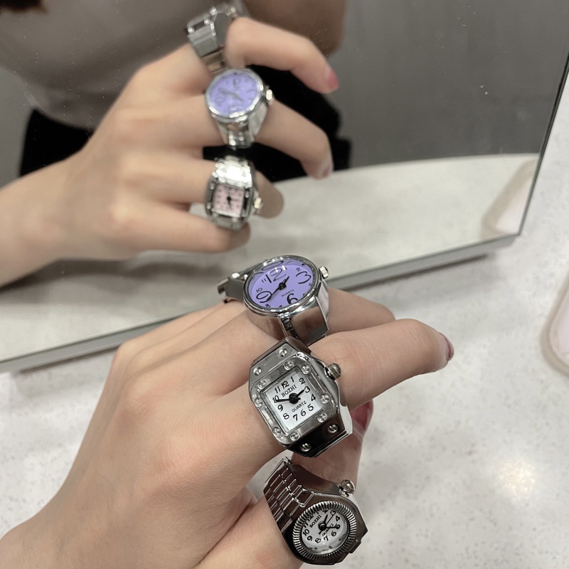 Nhẫn Mặt Đồng Hồ Thạch Anh Co Giãn Kiểu Vintage Cá Tính Mới Cho Nam Và Nữ