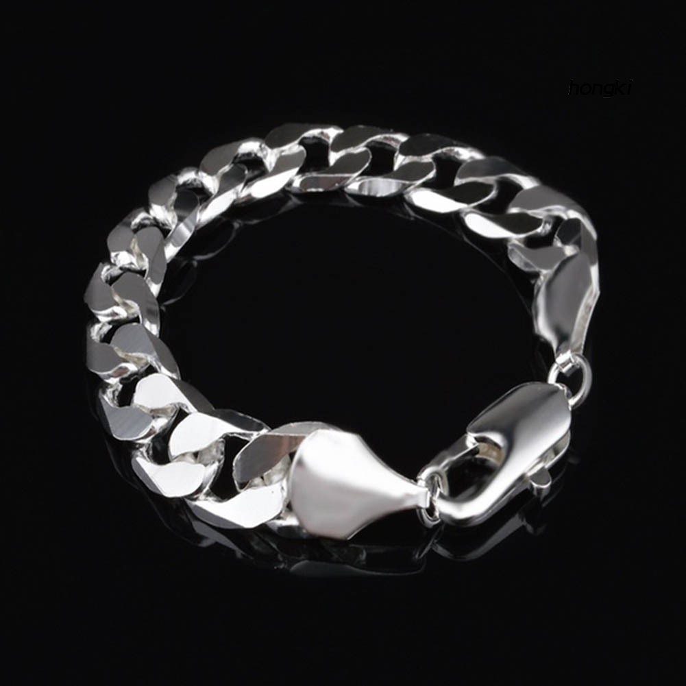 Vòng đeo tay mạ bạc phối khóa vuông thời trang cho nam