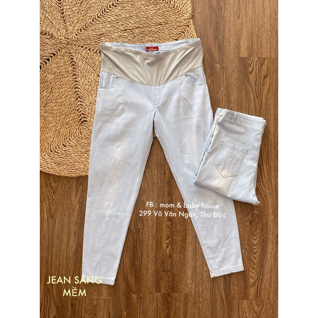 EVERMOM | Quần Jean bầu xanh sáng mềm