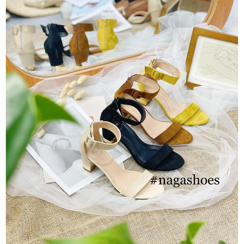 Vip GIÀY CAO GÓT NAGASHOES QUAI NGANG CỔ CAO CÓ GÓT KIM LOẠI 7P NAC149 .