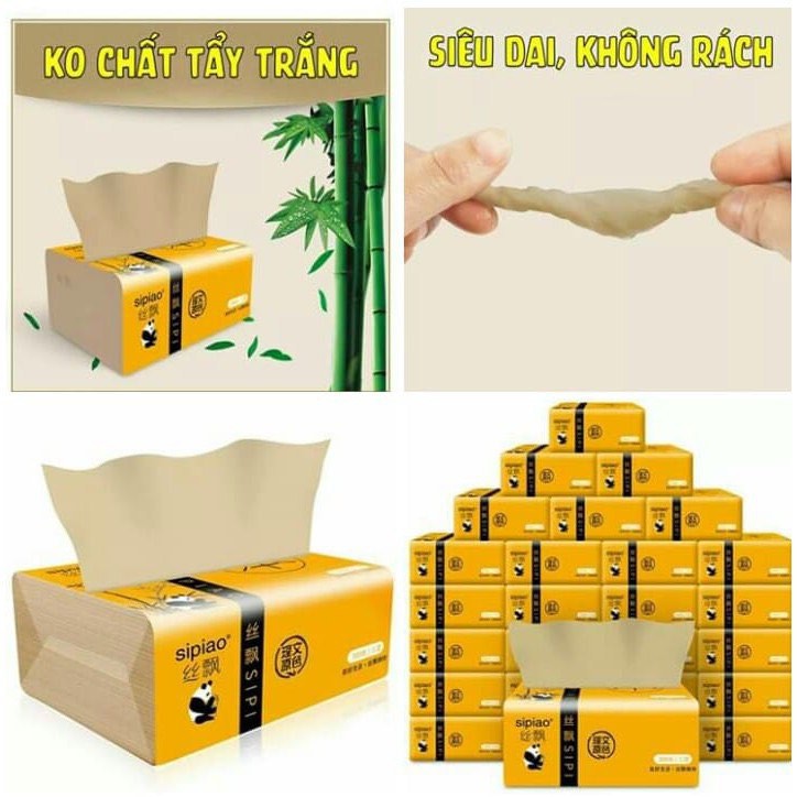 Giấy ăn GẤU TRÚC Sipao siêu dai hàng chính hãng, chất lượng cao gói 300 tờ BMBooks