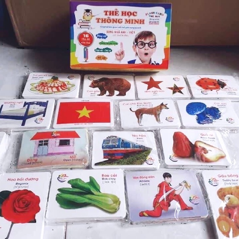 * FLASHCARDS * Bộ thẻ học thông minh 16 chủ đề song ngữ Anh Việt cho bé