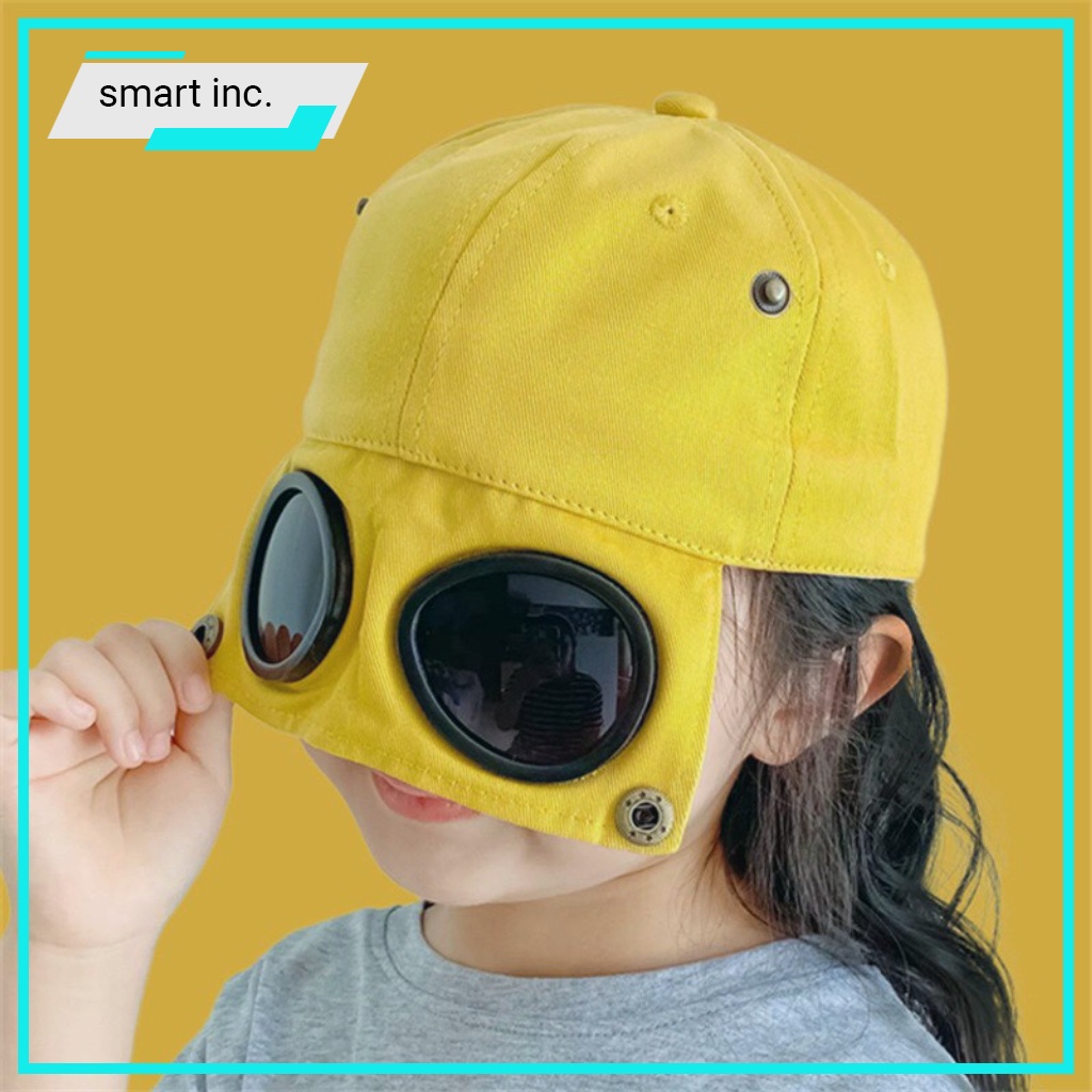 Mũ Lưỡi Trai Nón Kết Bóng Chài Nam Nữ Kèm Kính Mắt Phi Công 2in1 Hàn Quốc