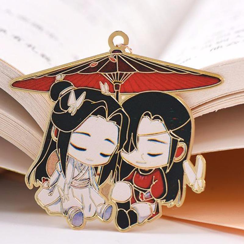 (kim loại mỏng) Bookmark THIÊN QUAN TỨ PHÚC in màu anime chibi