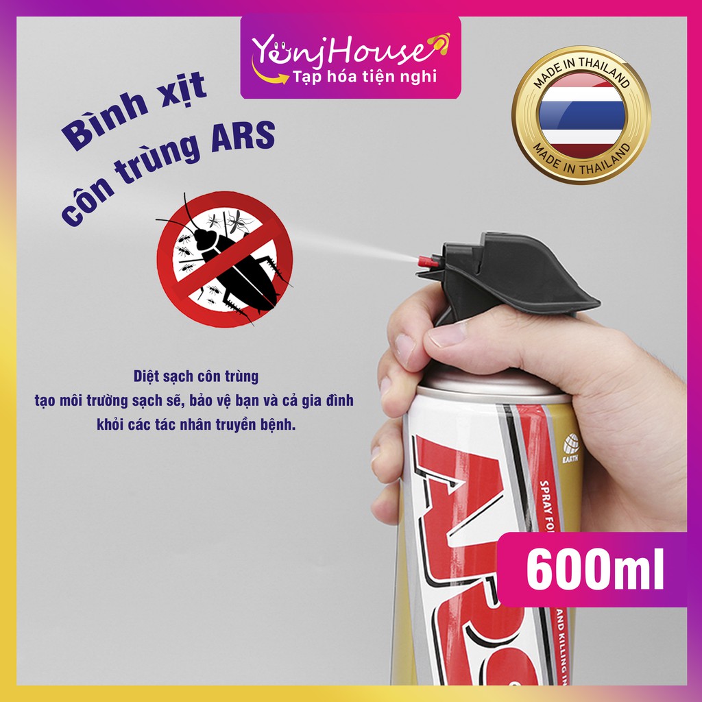 Bình xịt côn trùng ARS 600ml THÁI LAN Lanvender/Không Mùi - Yenjhouse