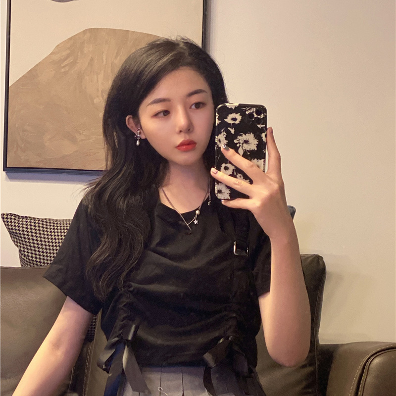 Áo Thun Ngắn Tay Phối Nơ Xinh Xắn Dành Cho Nữ