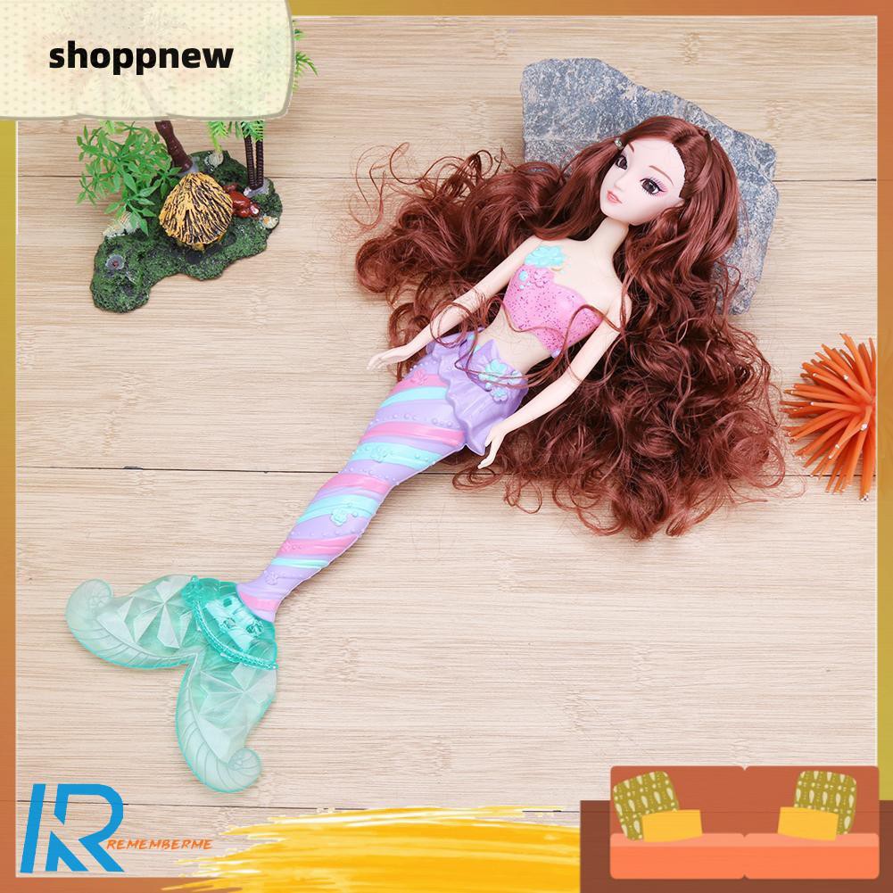 ❆Fashion 31cm 3D Princess Mermaid Doll With Light for Girl Toy Birthday Gift