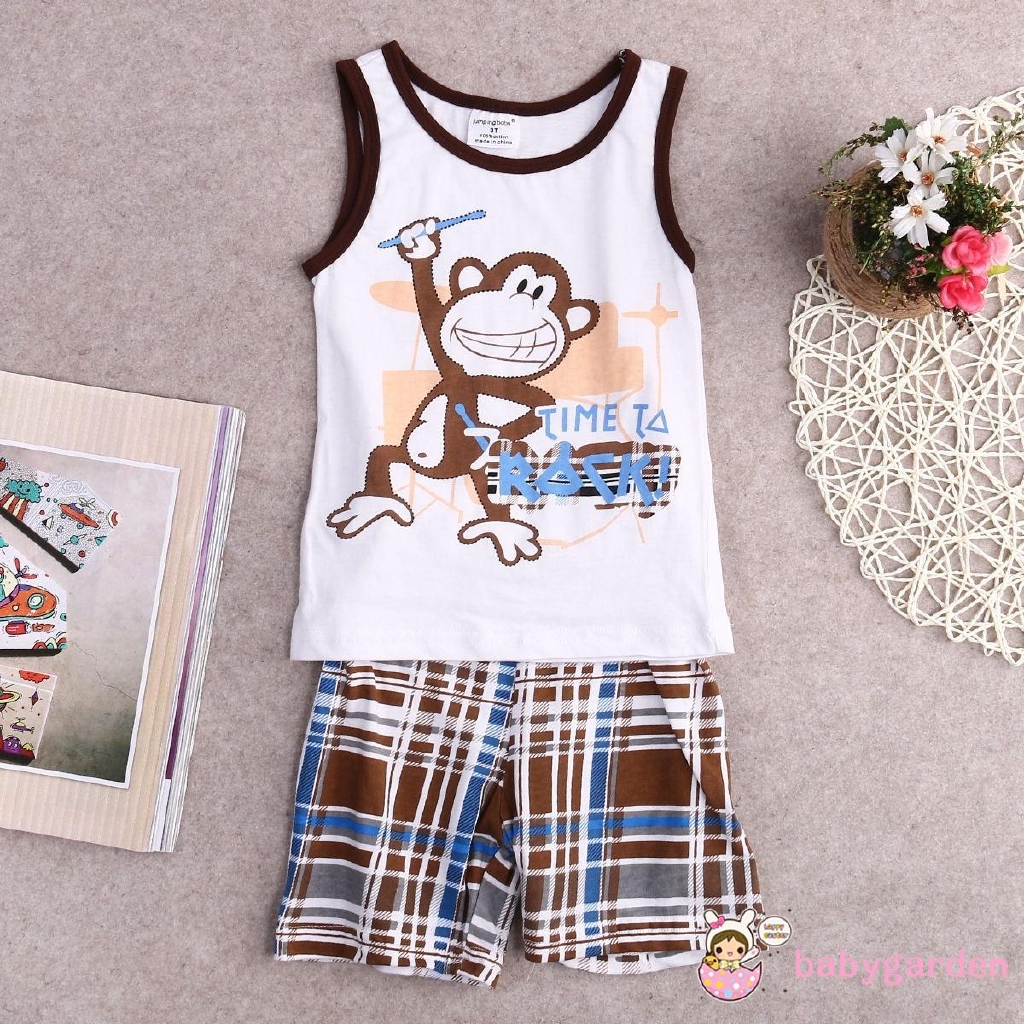 Set quần áo cotton dễ thương cho bé trai từ 2-7 tuổi