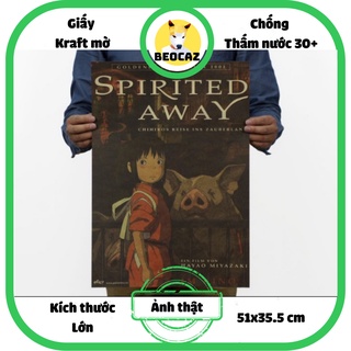 Poster tranh ảnh dán tường trang trí hình anime Ghibli Nhật Bản Spirited Away Vùng đất linh hồn Mẫu 3 Chihiro và bố mẹ