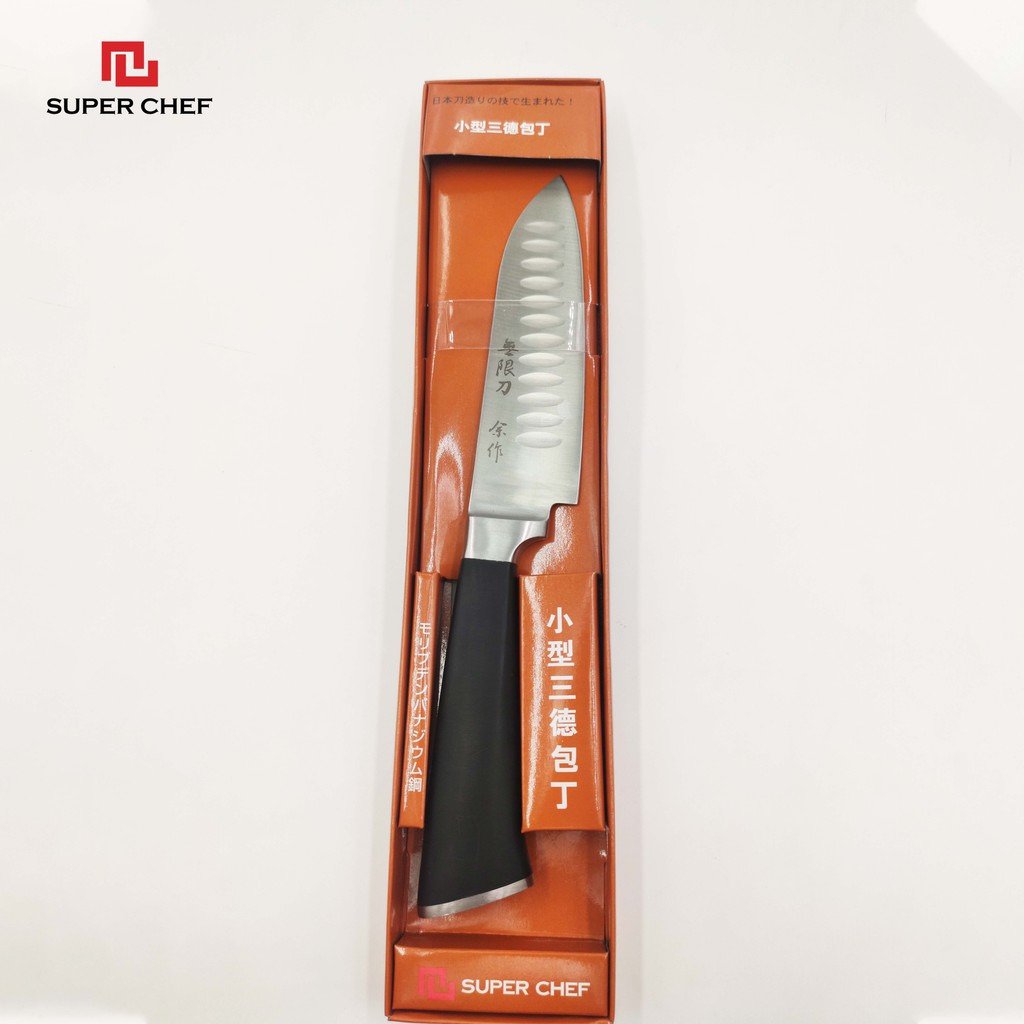 Dao Bếp Santoku Chuẩn Nhật Super Chef Lưỡi Chống Dính Siêu Sắc Bén DAO W