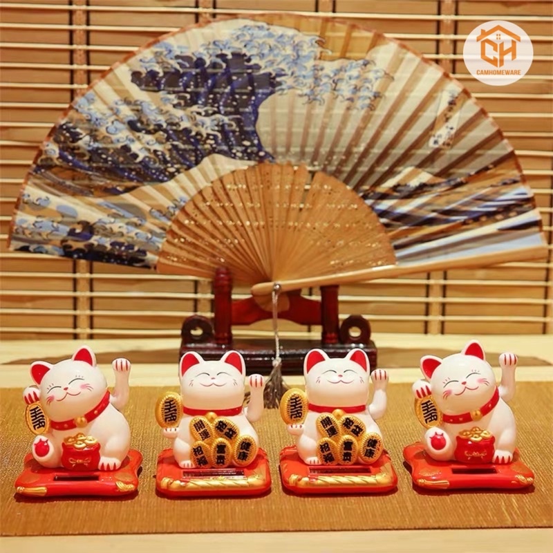 Mèo Thần Tài Vẫy Tay Dùng Năng Lượng Mặt Trời - Mang Lại May Mắn Tài Lộc Cho Gia Chủ Cam Homeware