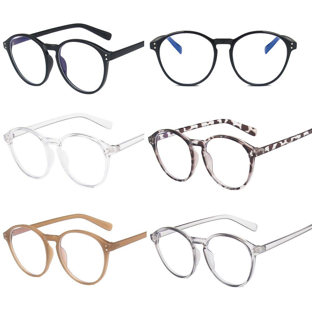 Mắt Kính Đọc Sách Gọng Tròn Họa Tiết Da Báo Màu Đen / Kaki Chống Ánh Sáng Xanh