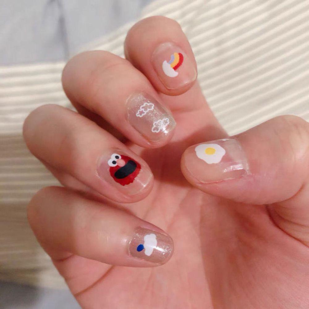 OCEANMAP Miếng Dán Dập Nổi Họa Tiết Hoạt Hình Nhật Bản Trang Trí Móng Tay 5D