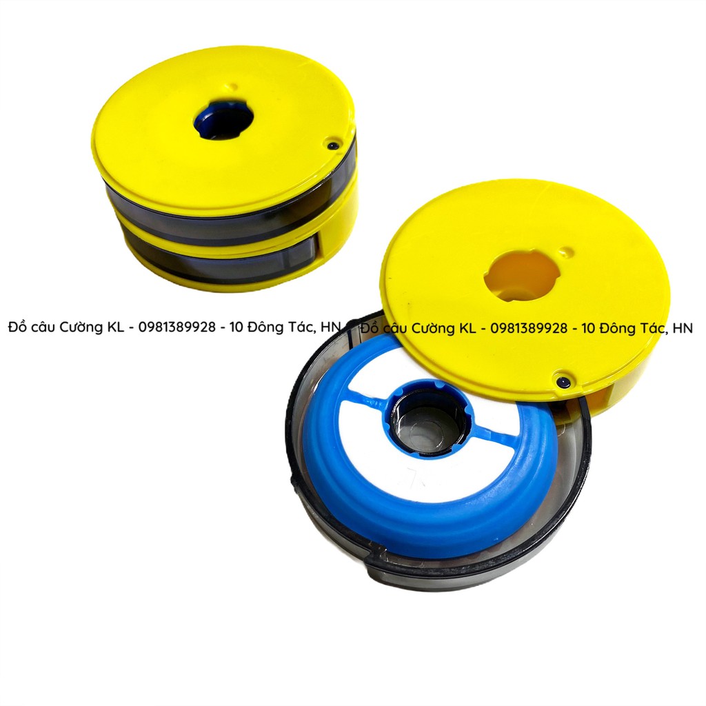 Bánh trục câu cá silicon hộp nhựa vàng KS