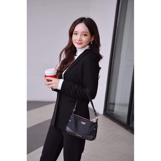 Bộ vest (blazer) nữ đen 2 lớp đứng phom