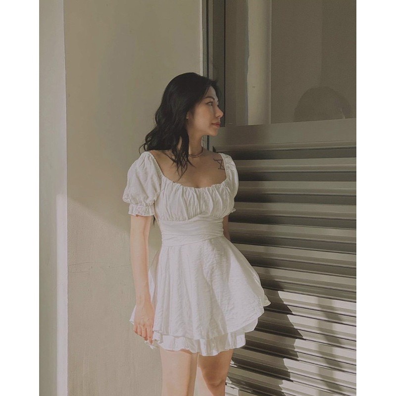 Jumpsuit xếp ly ngực thắt nơ lưng Tanii Clothing