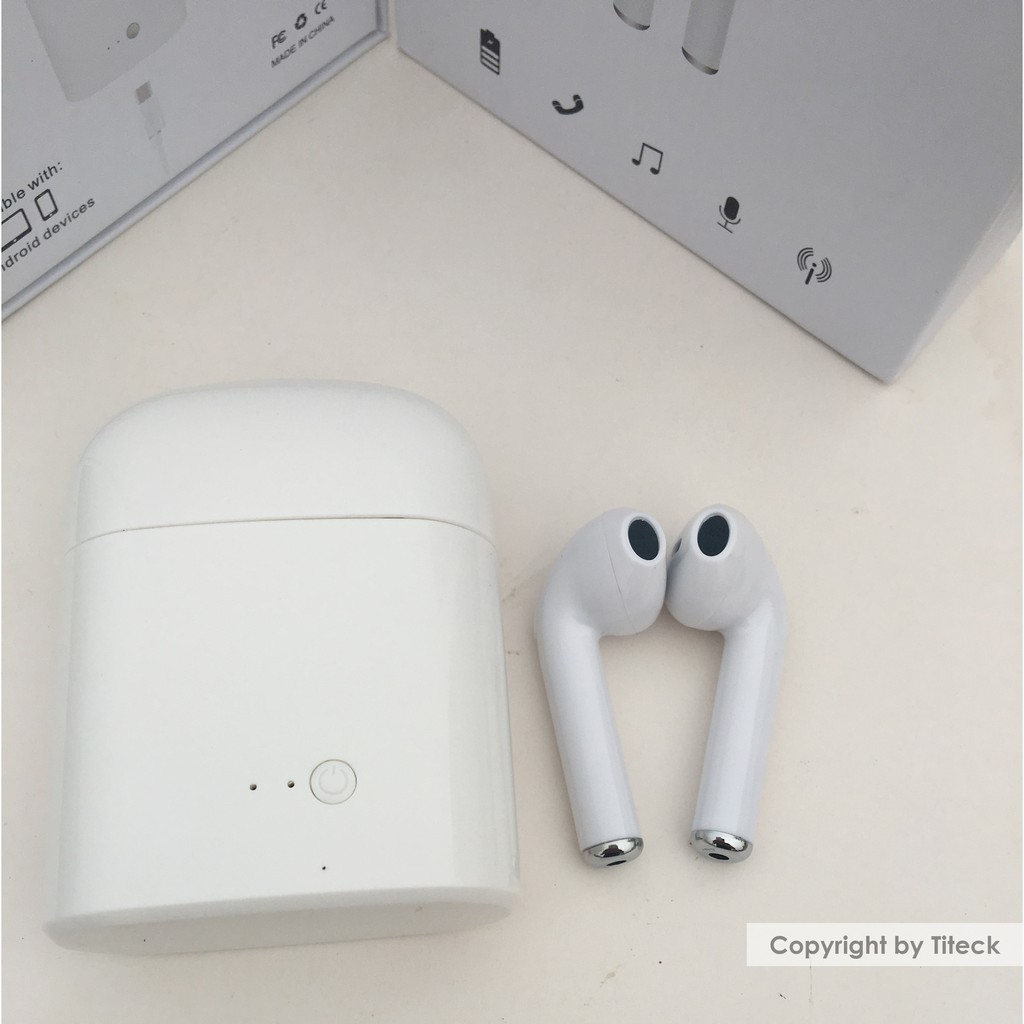 Tai nghe Bluetooth Earpods i7s, cốc sạc chuẩn