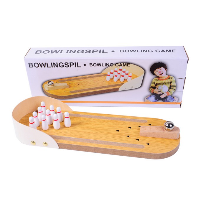 Bộ đồ chơi bo ing kệ bowling gỗ mini cho bé
