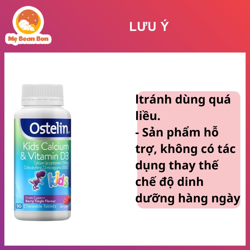 Canxi và Vitamin D3 cho bé Ostelin kids 90 viên úc bổ sung d3 và canxi cho bé từ 2 tuổi giúp phát triển chiều cao tối ưu