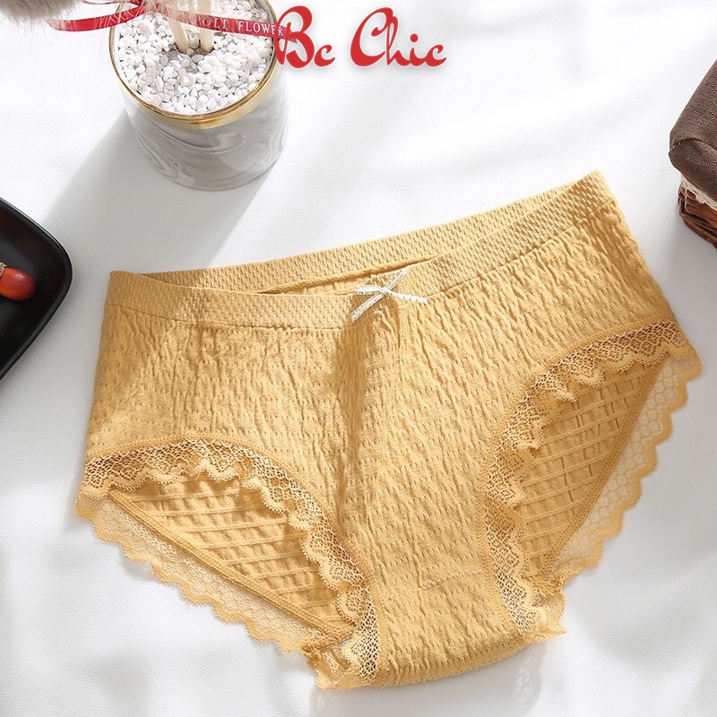 Quần lót nhăn viền ren đính nơ thông hơi co giãn kháng khuẩn Q 102 BC_CHIC LINGERIE
