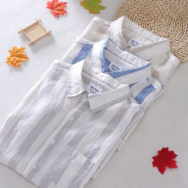 Áo Sơ Mi Tay Ngắn Kẻ Sọc Dọc Trẻ Trung Hợp Thời Trang Hè Cho Nam Size M-3Xl