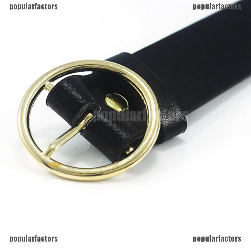 Thắt Lưng Da Khóa Tròn Kim Loại Thời Trang