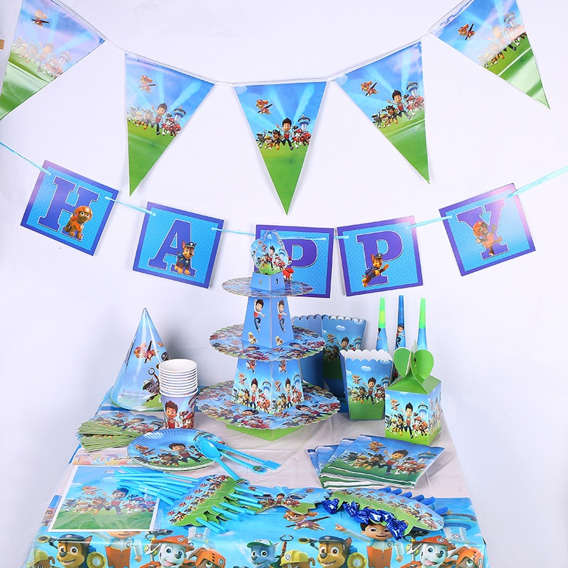Phụ Kiện Trang Trí Tiệc Sinh Nhật Gia Đình Dùng Một Lần Họa Tiết Hoạt Hình PAW Patrol