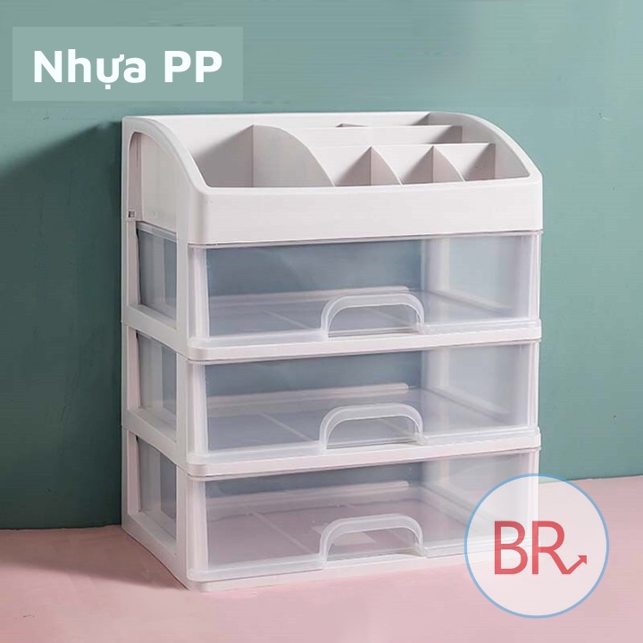 Kệ mỹ phẩm 4 tầng trong suốt để bàn xinh xắn - Kệ đựng đồ trang điểm mini để bàn nhỏ gọn Br 01696
