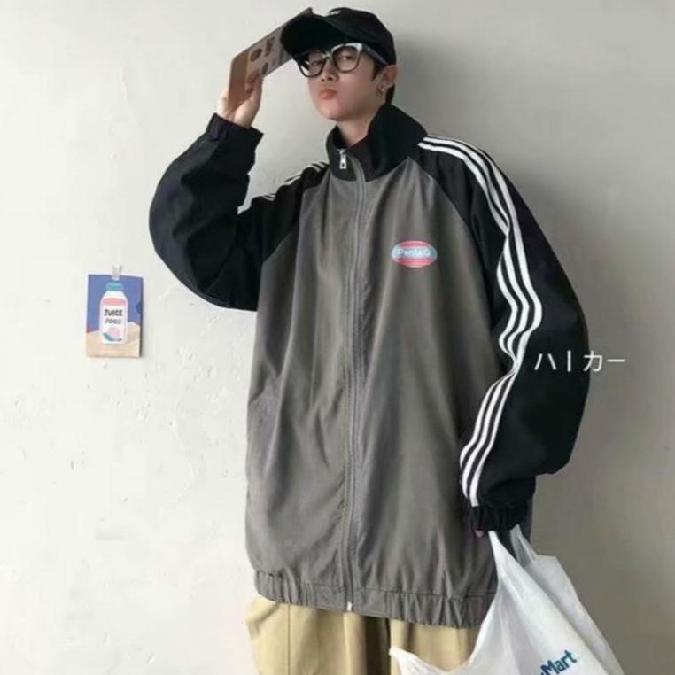 Áo Khoác Bóng Chày 3 Sọc Cổ Đứng có Khóa Kéo Thời Trang Hàn Quốc Cho Nam Nữ